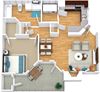 Floor Plan 1 Bed 1 Bath 632 sqft